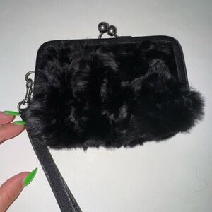 Simply Vera Vera Wang Black Furry Wristlet Clutch